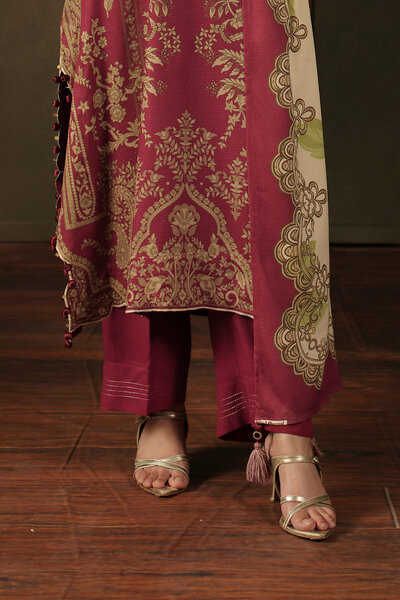 3 Piece Printed Crepe Dobby Suit