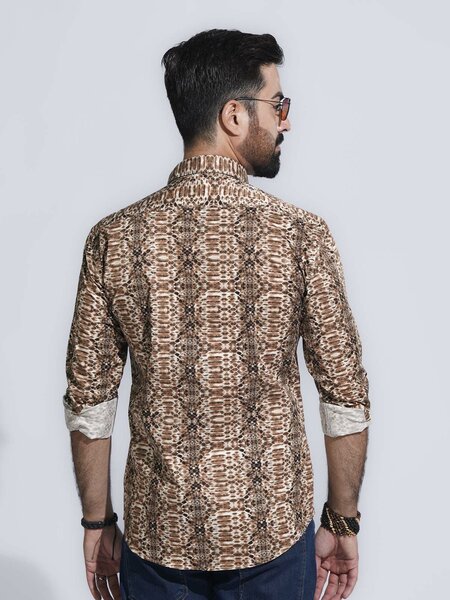 Brown Designer Printed Casual Shirt (CSP-349)