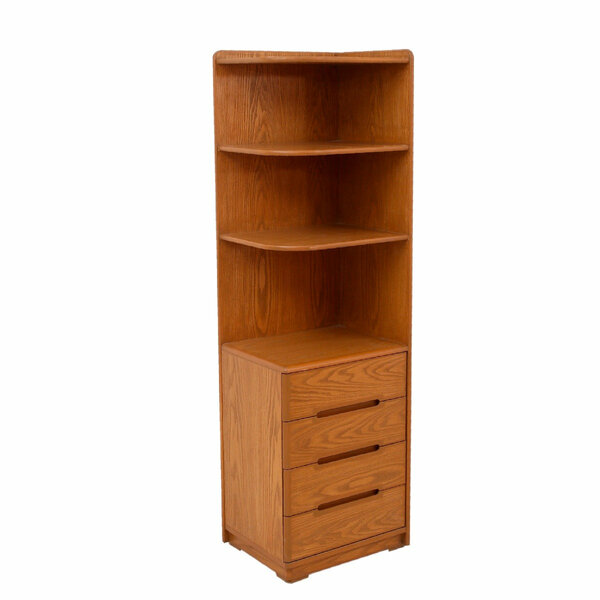 Elan Solid Wood Corner Bookshelf with Drawers