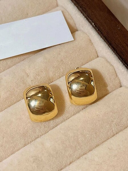 Shein - 6pcs Set Retro Smooth Surface Hong Kong Style Round Pearl Charm Cat Eye Earrings And Stud Earrings