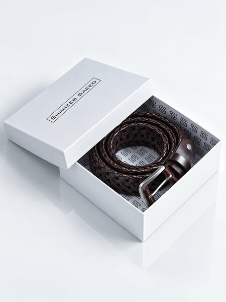 Dark Brown Braided Leather Belt (BELT-971)