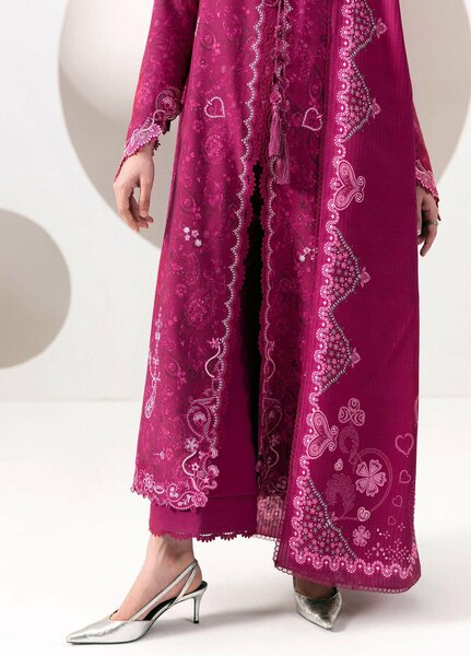 Q prints by Qalamkar Unstitched Embroidered Slub Linen 3 Piece Suit QLK26ULQ Kaira QPW-01B - Winter Collection