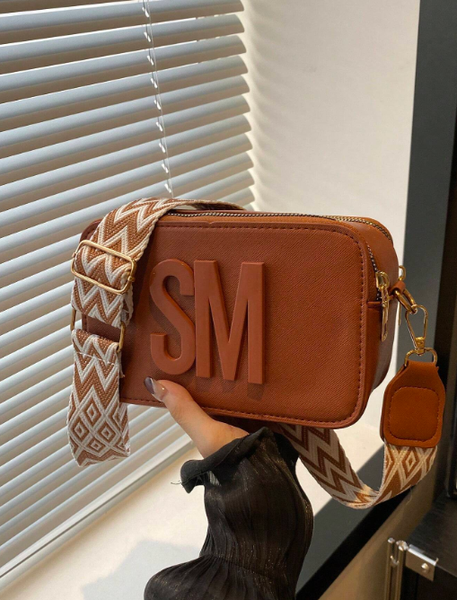 Shein - Women's Candy Color Letter Decor Crossbody Bag, Camera Bag, Shoulder Bag