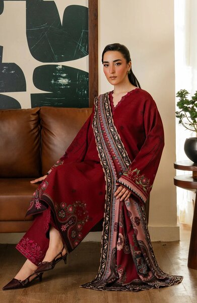 Bellini by Seran Unstitched Printed Khaddar 3 Piece Suit SN26UBW Varelle D-12 - Winter Collection