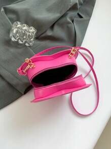 Shein - New Style Pleated Heart Shape Crossbody Handbag