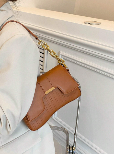 Shein - Minimalist Casual Chain Underarm Bag Women Small Square Shoulder Bag