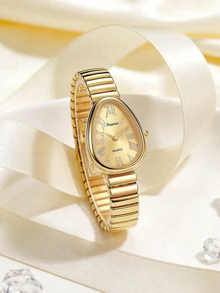 Shein - 1pc Unique Elegant Prominent Snake Head Dial Women's Watch -  Gold