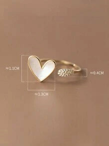 Shein - 1pc 925 Sterling Silver Heart & Shell Design Ring