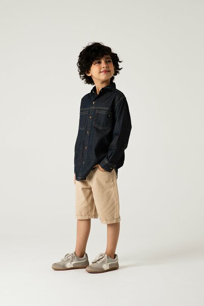 Boys Blue Denim Patch Pocket Shirt