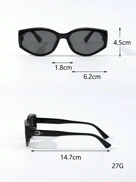 Shein - 1 Pair Small Frame Oval Cat Eye Fashion Glasses, Suitable For Women