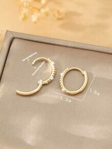 Shein - Cubic Zirconia Decor Hoop Earrings