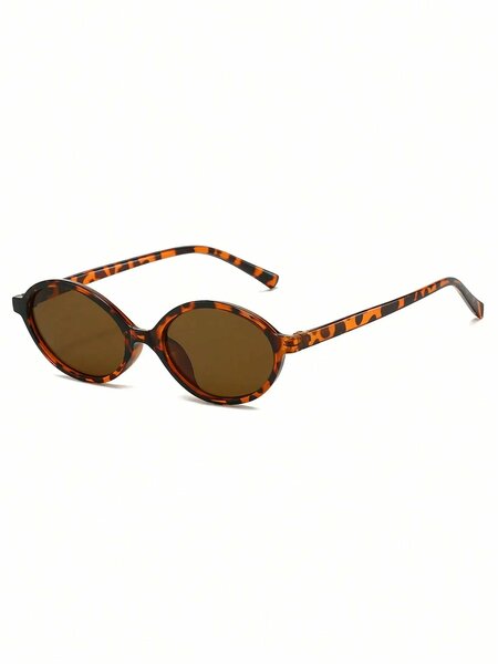 Shein - 1 Pair Women s Leopard Print Oval PC Frame Vintage Fashion Glasses