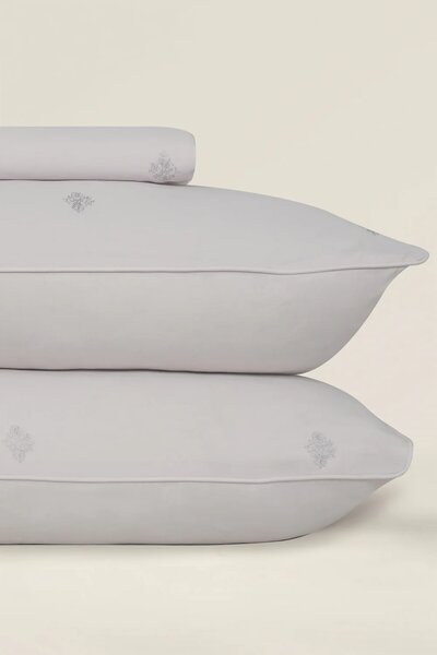 Gray Lilac T-150 Embroidered Bed Sheet Set