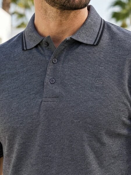 Charcoal Contrast Tipping Polo T-Shirt (POLO-1293)