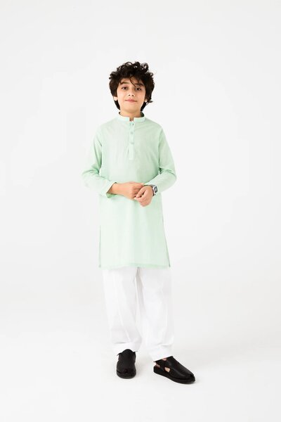 Boys Pistachio Green Cotton Kurta