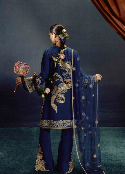 Kamiar Rokni Unstitched Embroidered Raw Silk 3 Piece Suit KR26UF Dilara - Festive Collection