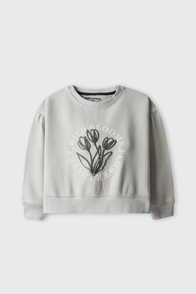 Girls Wild Bloom Gray Fleece Sweatshirt