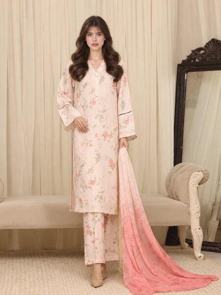 Majestic by HZ Textiles RTW Embroidered Raw Silk 3 Piece Suit HZ26RSM Bisque XRPE-3P-005 - Casual Collection