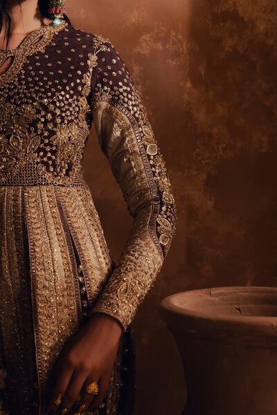 Jahan Ara by Zarposh Unstitched Embroidered Raw Silk 2 Piece Suit ZP26UWJ Parisa - Wedding Collection