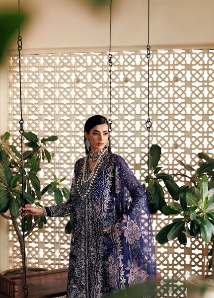 Marwa by Maryam Hussain Unstitched Embroidered Net 3 Piece Suit Sitara - Wedding Collection