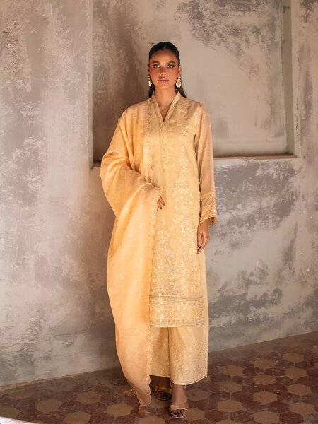 Salitex Unstitched Embroidered Organza 3 Piece Suit SUNW7JI112UT - Eid Collection