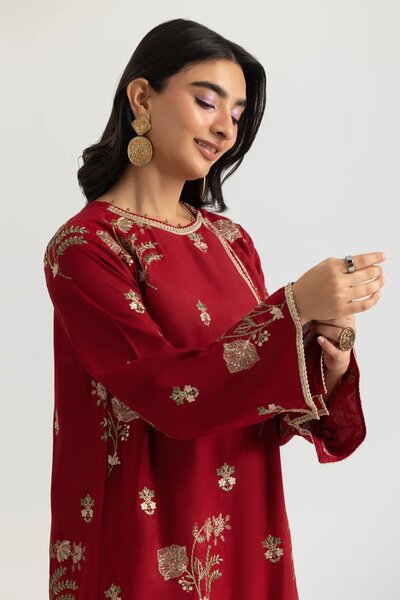 Viscose Raw Silk Embroidered Co-Ord Set