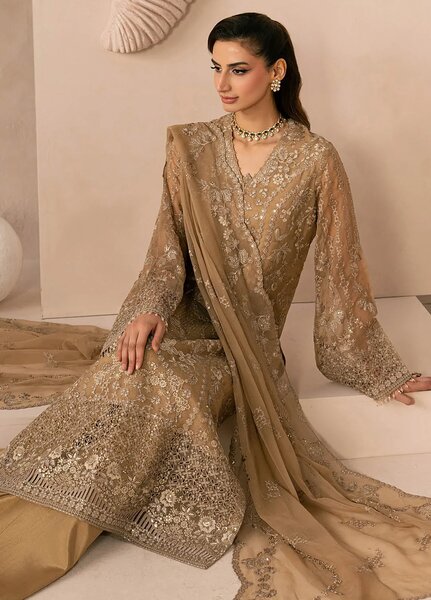 Lamisah by Lavish Premium Unstitched Embroidered Chiffon 3 Piece Suit LVP26UCL Golden Charm - Festive Collection