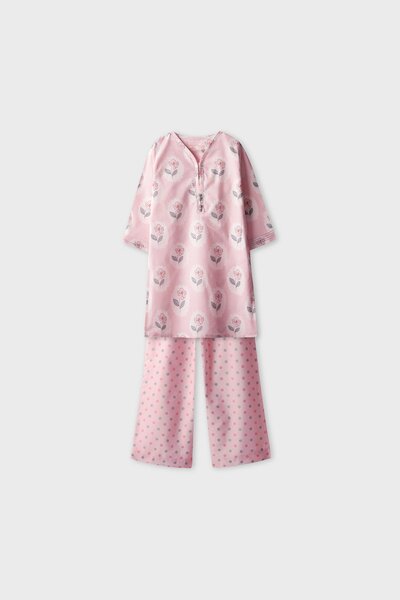 Floral Frams Printed Kurta Set - 2pc