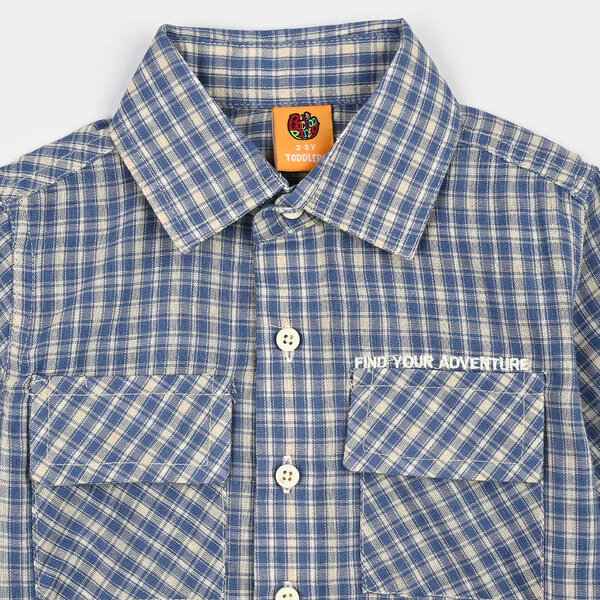 Boys Cotton Casual Shirt H/S Find Your Adventure-BLUE